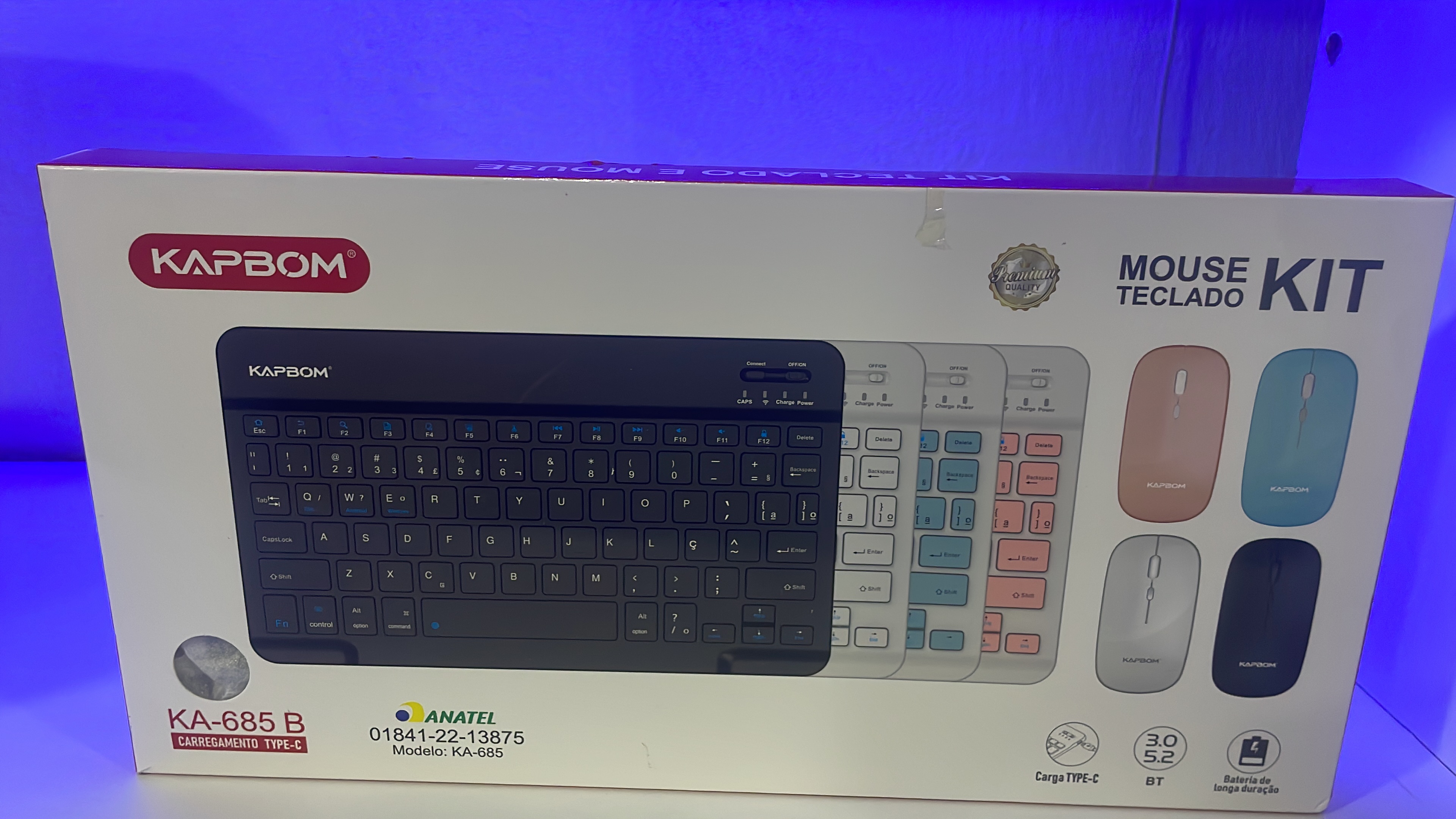 Kit Teclado e Mouse Sem Fio Kapbom KA-685B Bluetooth
