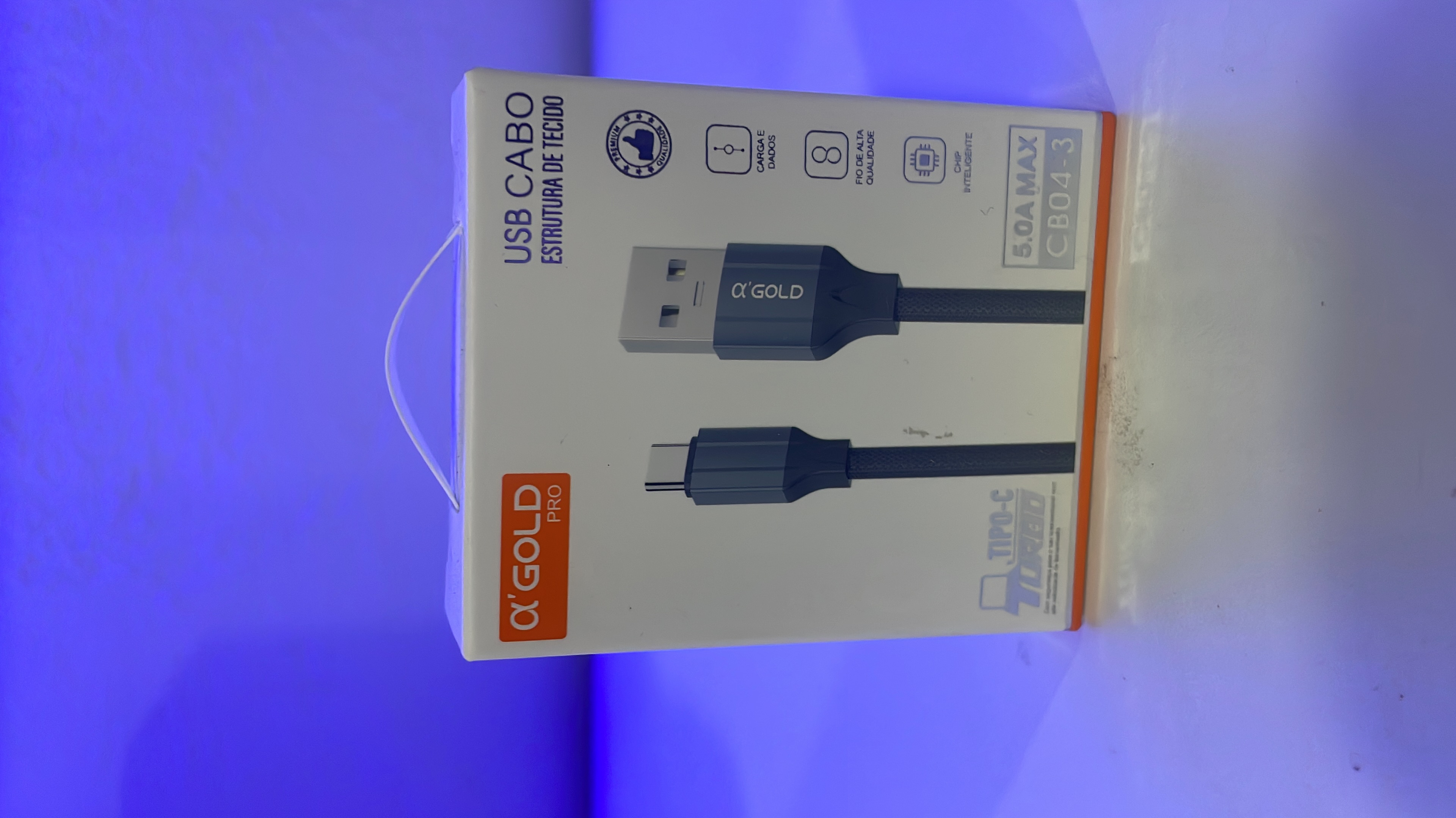 Cabo USB Tipo-C Alpha Gold Pro CB04-3 5A